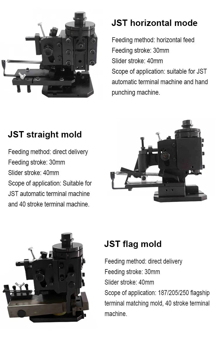 JST horizontal mold, JST straight mold, Terminal Crimping Machine For European Mold, Terminal Crimping Machine For European Applicator, Jst Terminal Crimping Machine JST horisontell form, JST rak form, terminalkrimpmaskin för europeisk form, terminalkrimpmaskin för europeisk applikator, JST terminalkrimpmaskin för europeisk applikator, JST terminalkrimpmaskin
